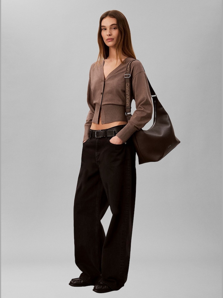 Calvin Klein Brown Logo Strap Shoulder Bag - Image 1 of 3 Calvin Klein Brown Logo Strap Shoulder Bag - Image 1 of 3