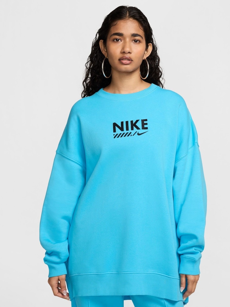 Nike Blue Crew Neck Logo Backprint Sweatshirt - Image 1 of 6