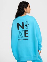 Nike Blue Crew Neck Logo Backprint Sweatshirt - Image 2 of 6