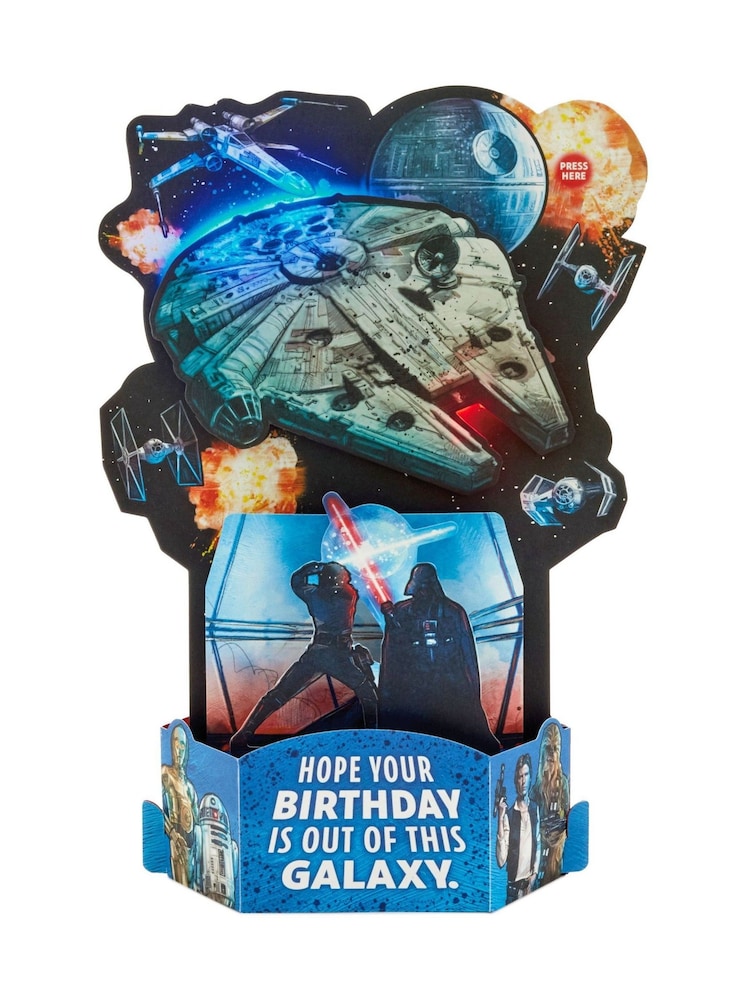 Hallmark Blue Musical & Light Up Birthday Card Star Wars Design - Image 2 of 4 Hallmark Blue Musical & Light Up Birthday Card Star Wars Design - Image 2 of 4