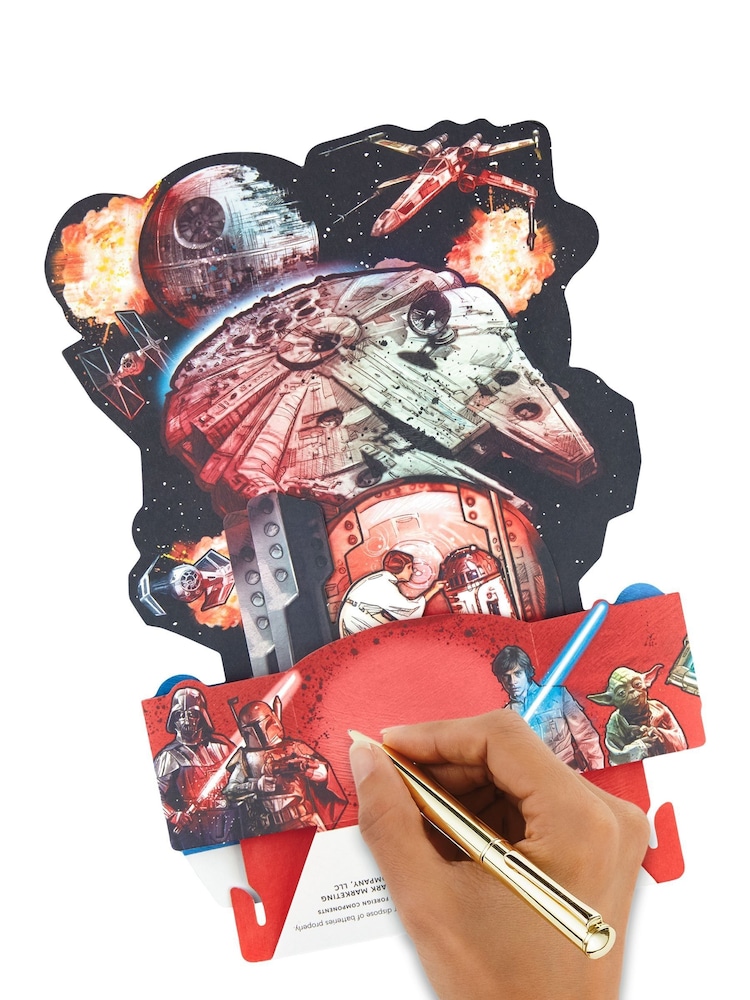 Hallmark Blue Musical & Light Up Birthday Card Star Wars Design - Image 4 of 4 Hallmark Blue Musical & Light Up Birthday Card Star Wars Design - Image 4 of 4