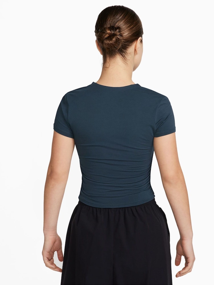 Nike Navy Square Neck Short Sleeve Chill Knit Top - Image 2 of 4