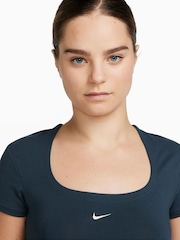 Nike Navy Square Neck Short Sleeve Chill Knit Top - Image 3 of 4