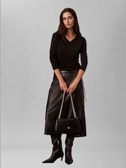 Calvin Klein Black Monogram Hardware Shoulder Bag - Image 1 of 5