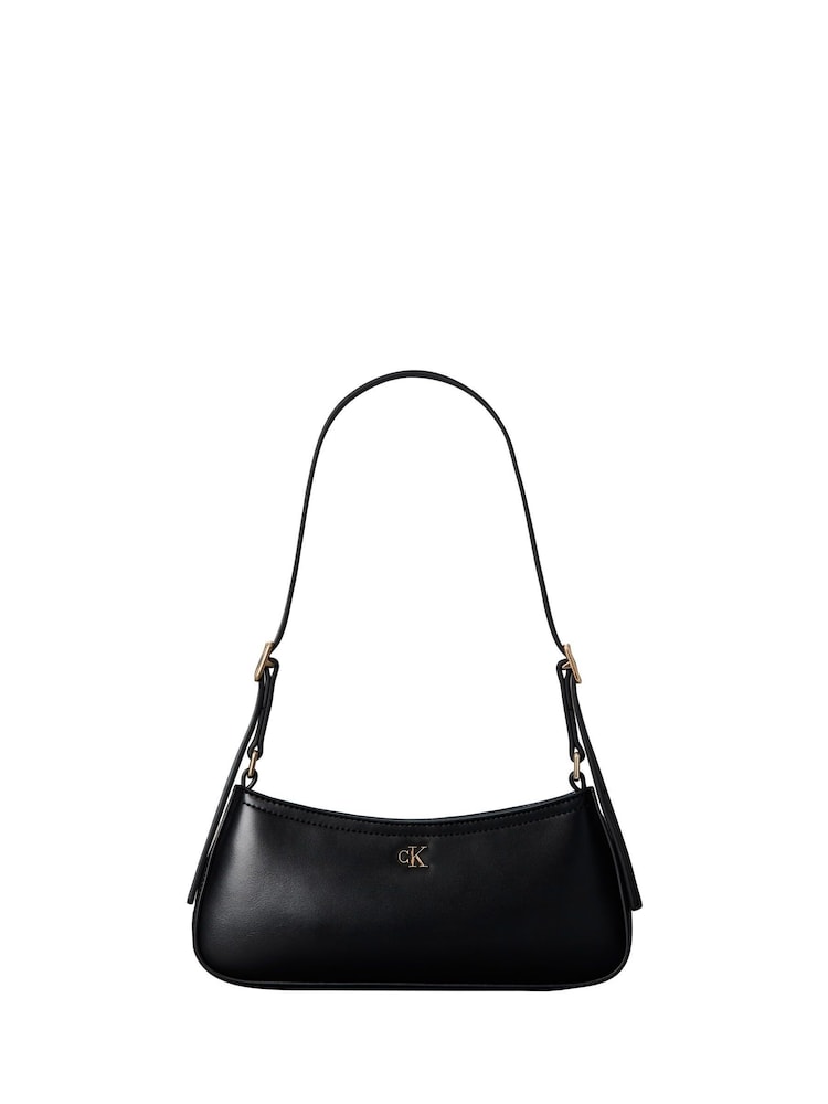 Calvin Klein Black Small Monogram Logo Shoulder Bag - Image 2 of 5 Calvin Klein Black Small Monogram Logo Shoulder Bag - Image 2 of 5