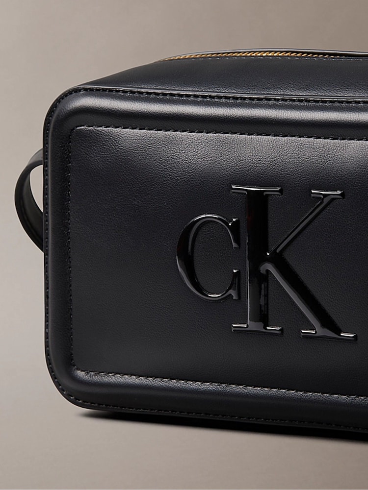Calvin Klein Black Embossed Monogram Camera Bag - Image 5 of 5 Calvin Klein Black Embossed Monogram Camera Bag - Image 5 of 5