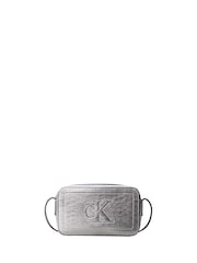 Calvin Klein Silver Metallic Monogram Crossbody Camera Bag - Image 1 of 2