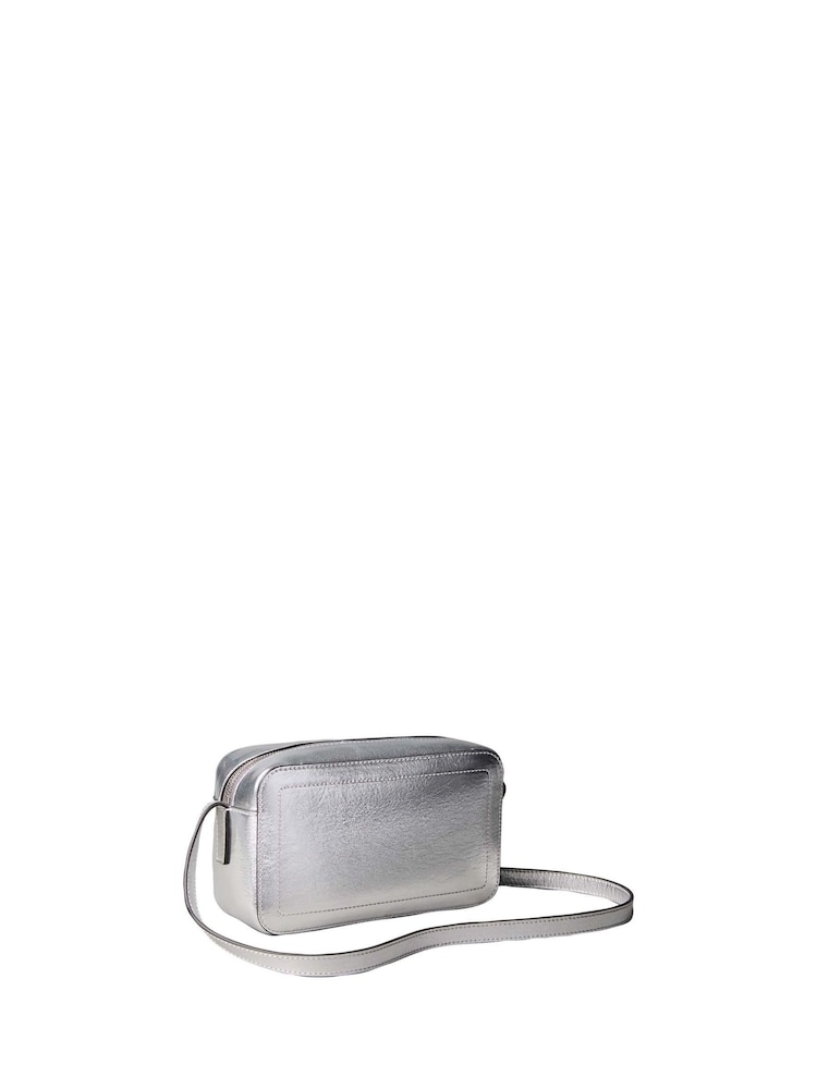 Calvin Klein Silver Metallic Monogram Crossbody Camera Bag - Image 2 of 2