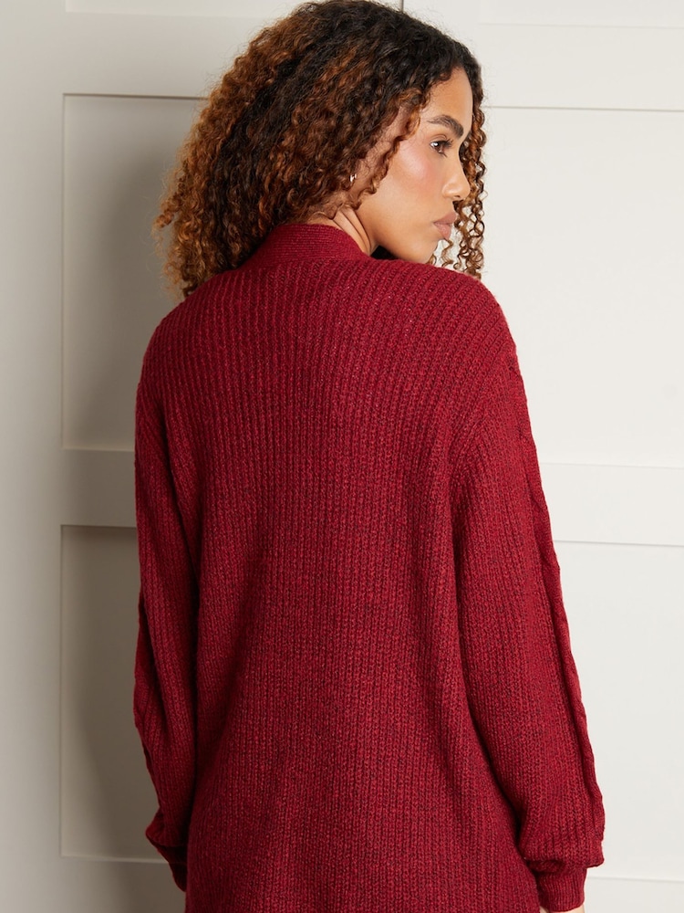 Threadbare Red Cable Knit Cardigan - Image 2 of 4