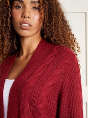 Threadbare Red Cable Knit Cardigan - Image 4 of 4