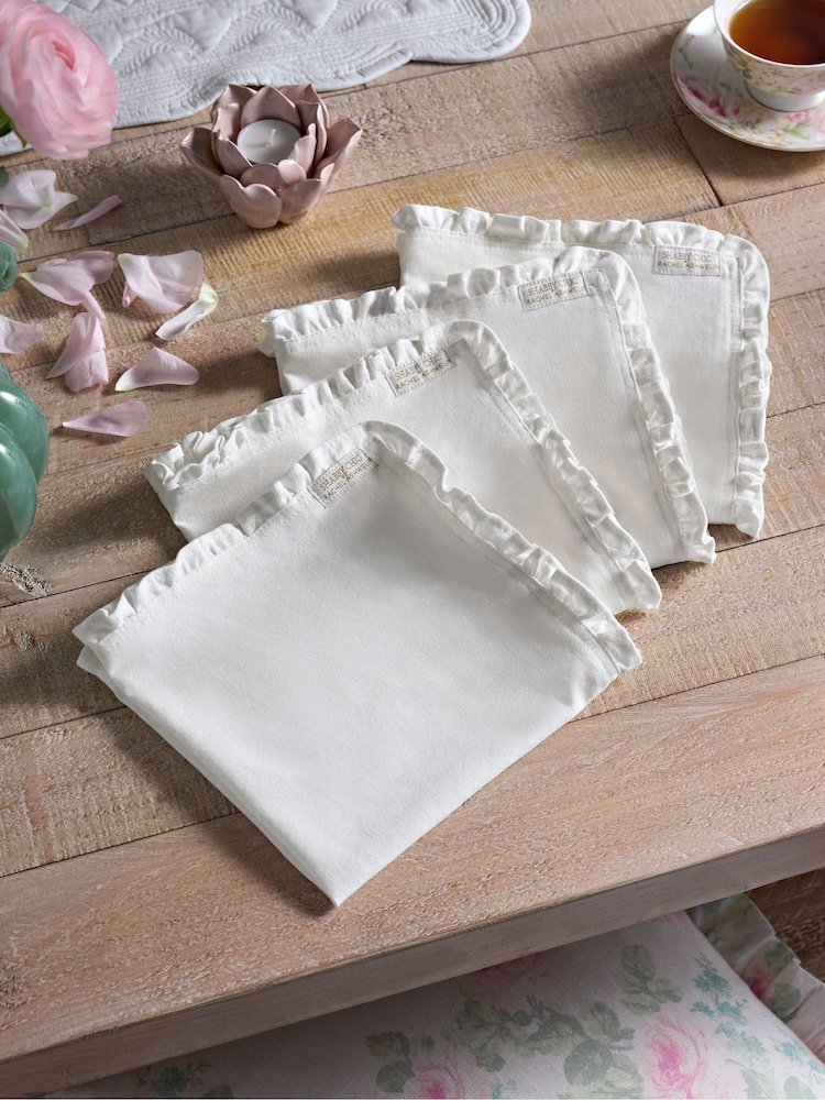 Shabby Chic by Rachel Ashwell® White Ruffle Trim Set of 4 Napkins - Image 1 of 4
