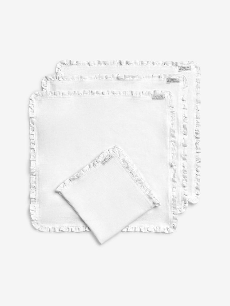 Shabby Chic by Rachel Ashwell® White Ruffle Trim Set of 4 Napkins - Image 4 of 4