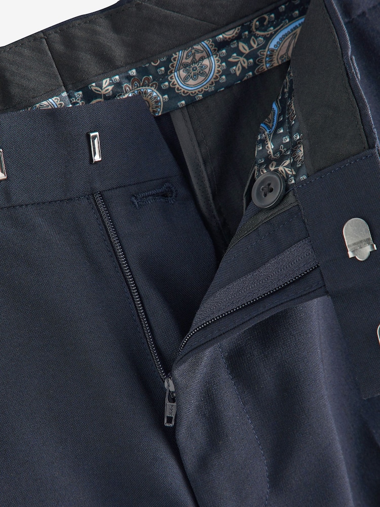 Navy Blue Slim Fit Tuxedo Suit Trousers - Image 2 of 4