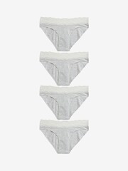 Grey Marl High Leg Cotton and Lace Knickers 4 Pack - Image 1 of 2