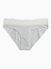 Grey Marl High Leg Cotton and Lace Knickers 4 Pack - Image 2 of 2