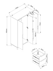 Dark Bronx Oak Slim Triple, 2 Drawers Effect Semi Fitted Mirrored Wardrobe - Image 11 of 11