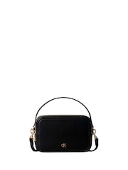 Calvin Klein Black Monogram Logo Cross-Body Camera Bag - Image 1 of 3