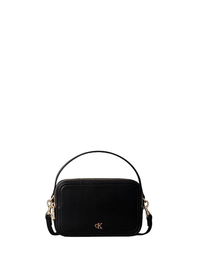 Calvin Klein Black Monogram Logo Cross-Body Camera Bag - Image 1 of 3