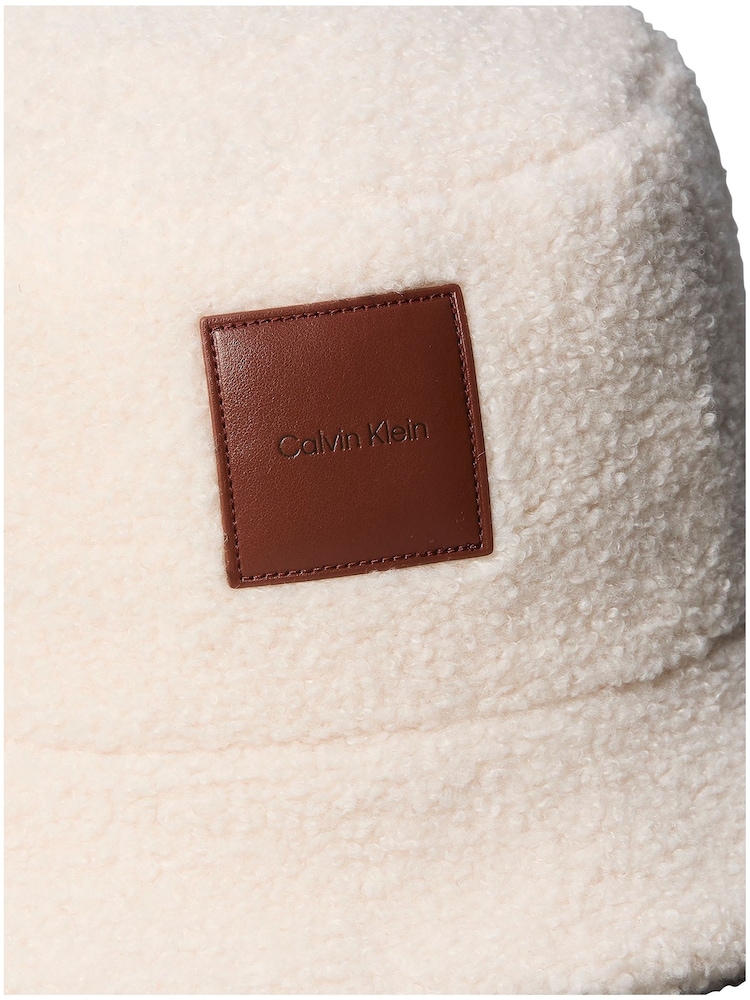 Calvin Klein Cream Sherpa Bucket Hat - Image 3 of 3 Calvin Klein Cream Sherpa Bucket Hat - Image 3 of 3