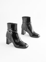 Black Forever Comfort® Square Toe Heeled Ankle Boots - Image 4 of 7