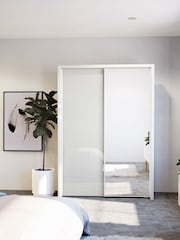 Wiemann White Peyton Glass and Mirror Sliding 1.6m Sliding Semi Fitted Wardrobe - Image 1 of 1