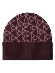 Calvin Klein Red Allover Emblem Logo Wool Beanie - Image 2 of 3