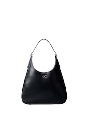 Calvin Klein Black Monogram Hardware Curved Shoulder Bag - Image 2 of 4