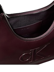Calvin Klein Red Embossed Monogram Crescent Bag - Image 4 of 4