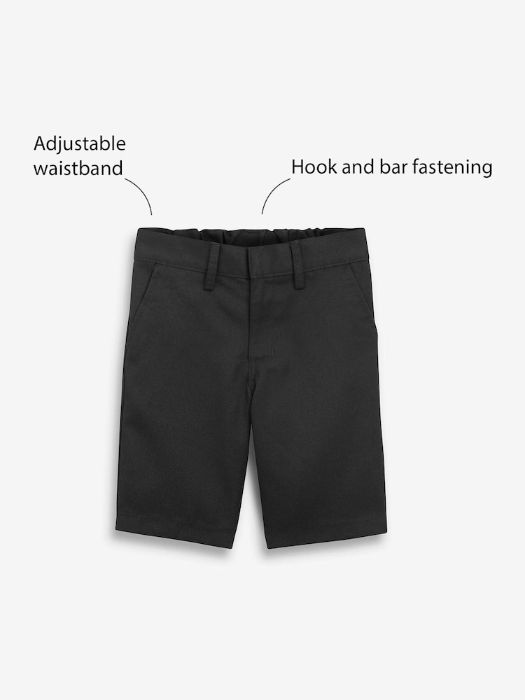 Black Regular Waist Flat Front School Shorts (3-14yrs) - Image 3 of 3 Black Regular Waist Flat Front School Shorts (3-14yrs) - Image 3 of 3