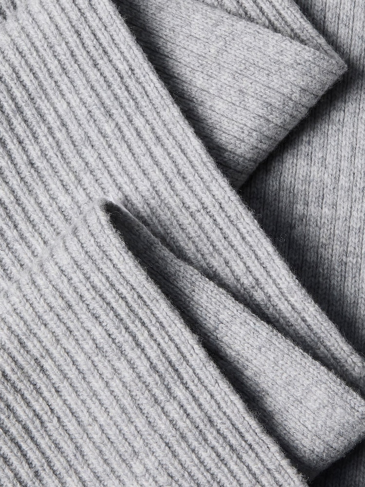 Calvin Klein Grey Wool Blend Monogram Scarf - Image 2 of 3 Calvin Klein Grey Wool Blend Monogram Scarf - Image 2 of 3