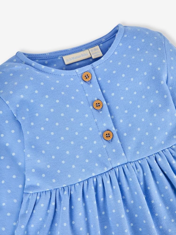 JoJo Maman Bébé Blue Hedgehog Appliqué Button Front Dress - Image 2 of 3