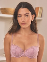 Mauve Purple Pad Balcony Sunflower Lace Bra - Image 1 of 7