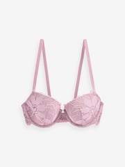 Mauve Purple Pad Balcony Sunflower Lace Bra - Image 6 of 7