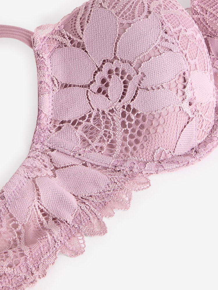 Mauve Purple Pad Balcony Sunflower Lace Bra - Image 7 of 7