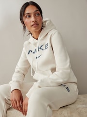 Nike Oatmeal Phoenix Fleece Standard Pullover Varsity Logo Hoodie - Image 1 of 4