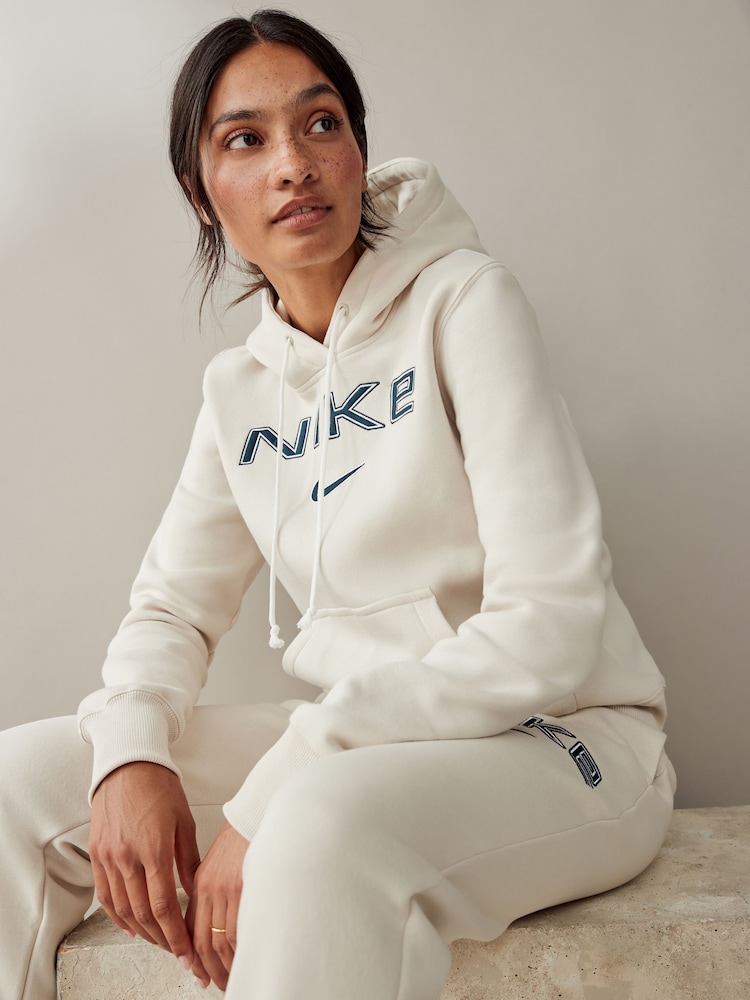Nike Oatmeal Phoenix Fleece Standard Pullover Varsity Logo Hoodie - Image 1 of 4