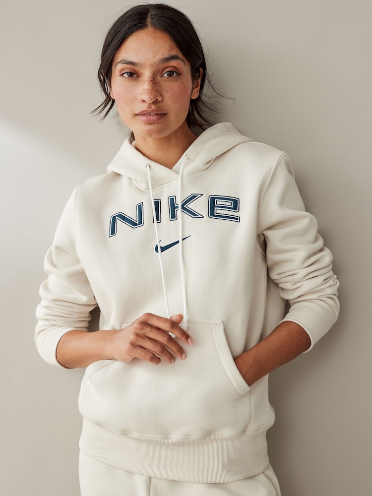 Nike Oatmeal Phoenix Fleece Standard Pullover Varsity Logo Hoodie - Image 2 of 4