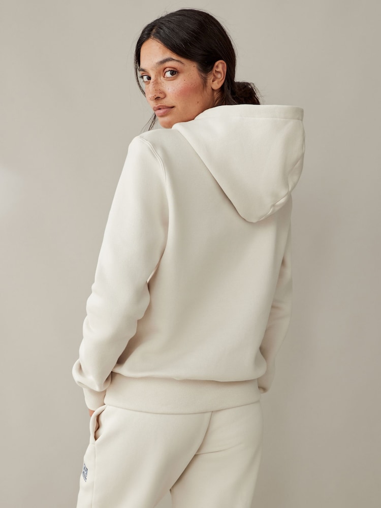Nike Oatmeal Phoenix Fleece Standard Pullover Varsity Logo Hoodie - Image 3 of 4