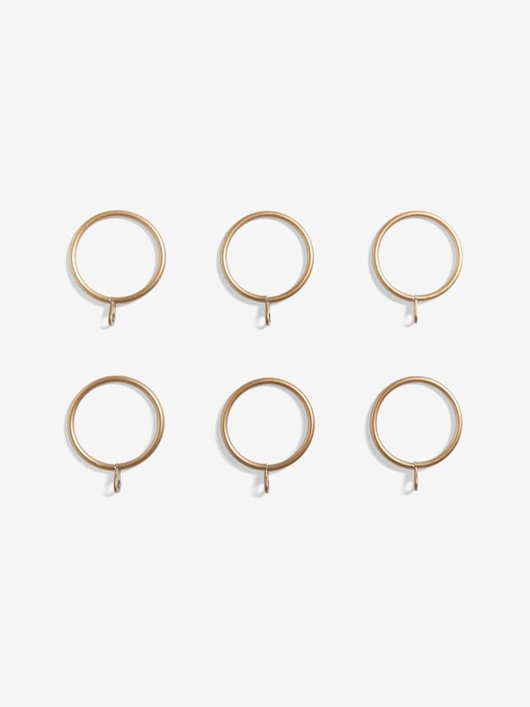 Gold 28mm Diameter Metal Curtain Pole Rings 6 Pack - Image 2 of 2