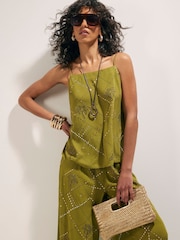 River Island Green Palm Hotfix Cami Top - Image 1 of 4