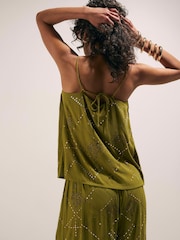 River Island Green Palm Hotfix Cami Top - Image 4 of 4