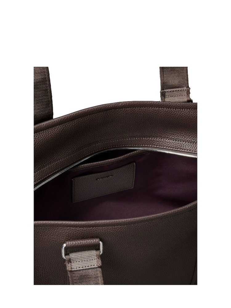 Calvin Klein Brown Logo Strap Tote Bag - Image 4 of 4 Calvin Klein Brown Logo Strap Tote Bag - Image 4 of 4