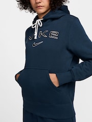 Nike Navy Phoenix Fleece Standard Pullover Varsity Logo Hoodie - Image 4 of 10