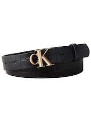 Cinturón de cuero con efecto cocodrilo de Calvin Klein - Imagen 1 de 3