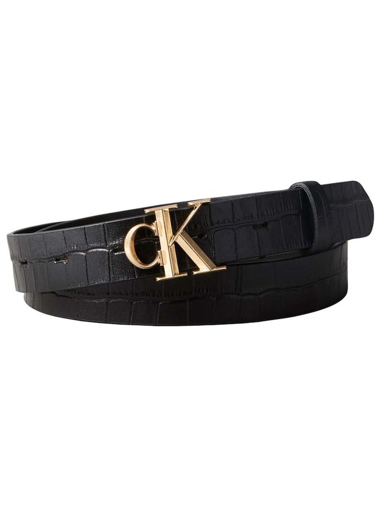 Cinturón de cuero con efecto cocodrilo de Calvin Klein - Imagen 1 de 3