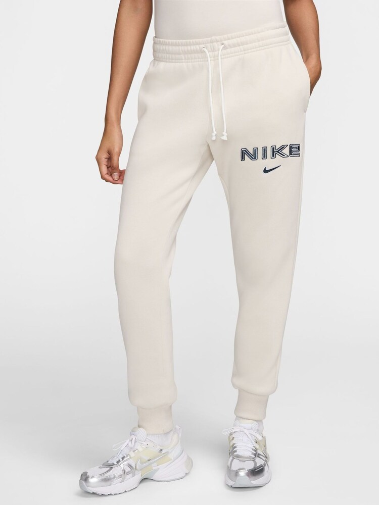 Nike Cream Phoenix Fleece Mid-Rise Logo Joggers - Image 2 of 9