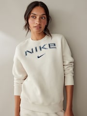 Nike Light Wood Natural Phoenix Fleece Standard Varsity Logo Crew-Neck Sweatshirt - Image 3 of 3