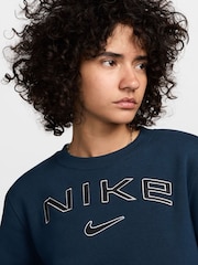 Nike Navy Phoenix Fleece Standard Varsity Logo Crew-Neck Sweatshirt - Image 4 of 7