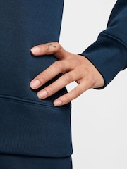 Nike Navy Phoenix Fleece Standard Varsity Logo Crew-Neck Sweatshirt - Image 6 of 7