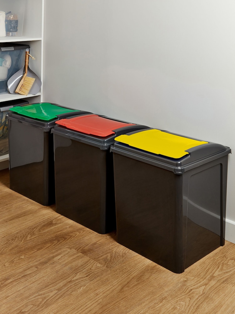 Wham 3 Piece Grey 50L Plastic Recycle Bin - Image 1 of 6